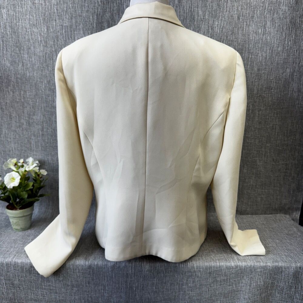 Plaza South Cream White Satin Shawl Collar Blazer Jacket Vintage Size 18 - Picture 4 of 13